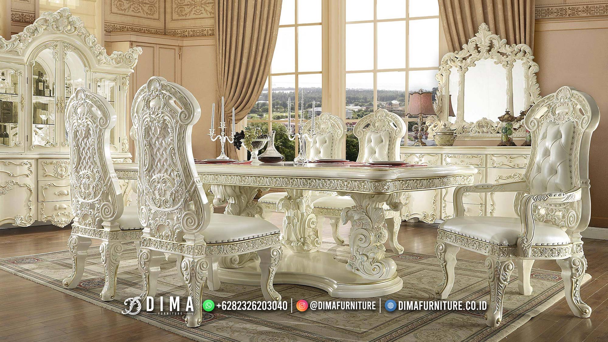 Set Meja Makan Mewah Klasik Luxury Bonanza MM181