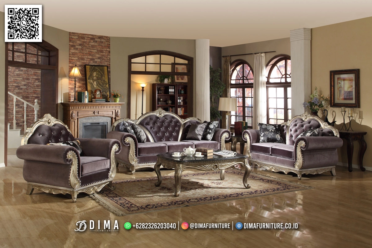 Sofa Tamu Mewah Elegan Living Room Furniture Terbaru MM838