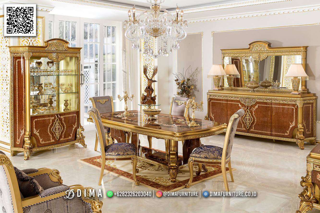 Jual Meja Makan Desain Mewah Turkey Golden Carving MM869