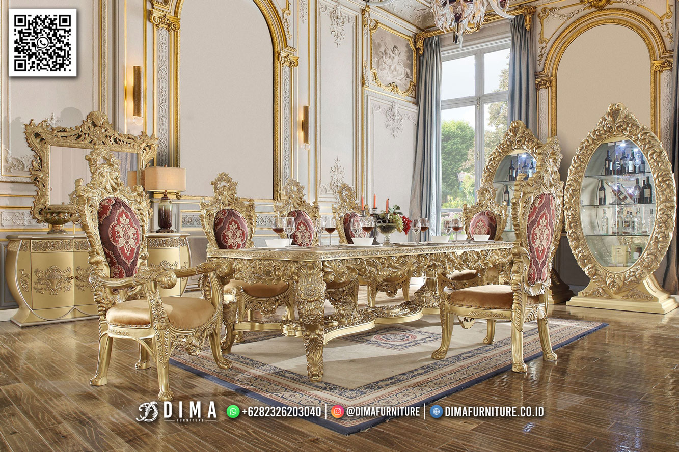 Model Meja Makan Mewah Emas Ukir Luxury Gardenia MM852